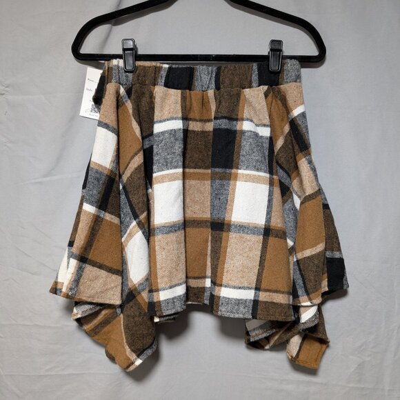 New Women's Plaid Asymmetric Mini Skirt Tie Front Size Medium - Picture 6 of 7